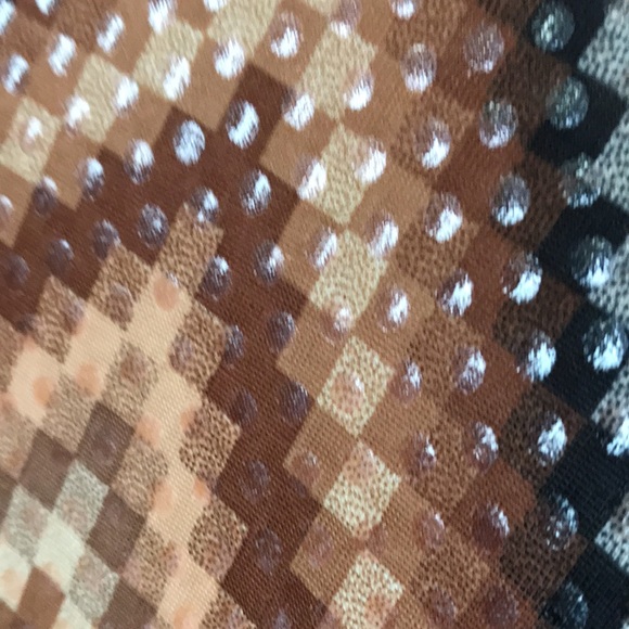 XOXOXO womens L / 12 half sleeve tan brown black button up shirt retro 70s - Picture 7 of 15